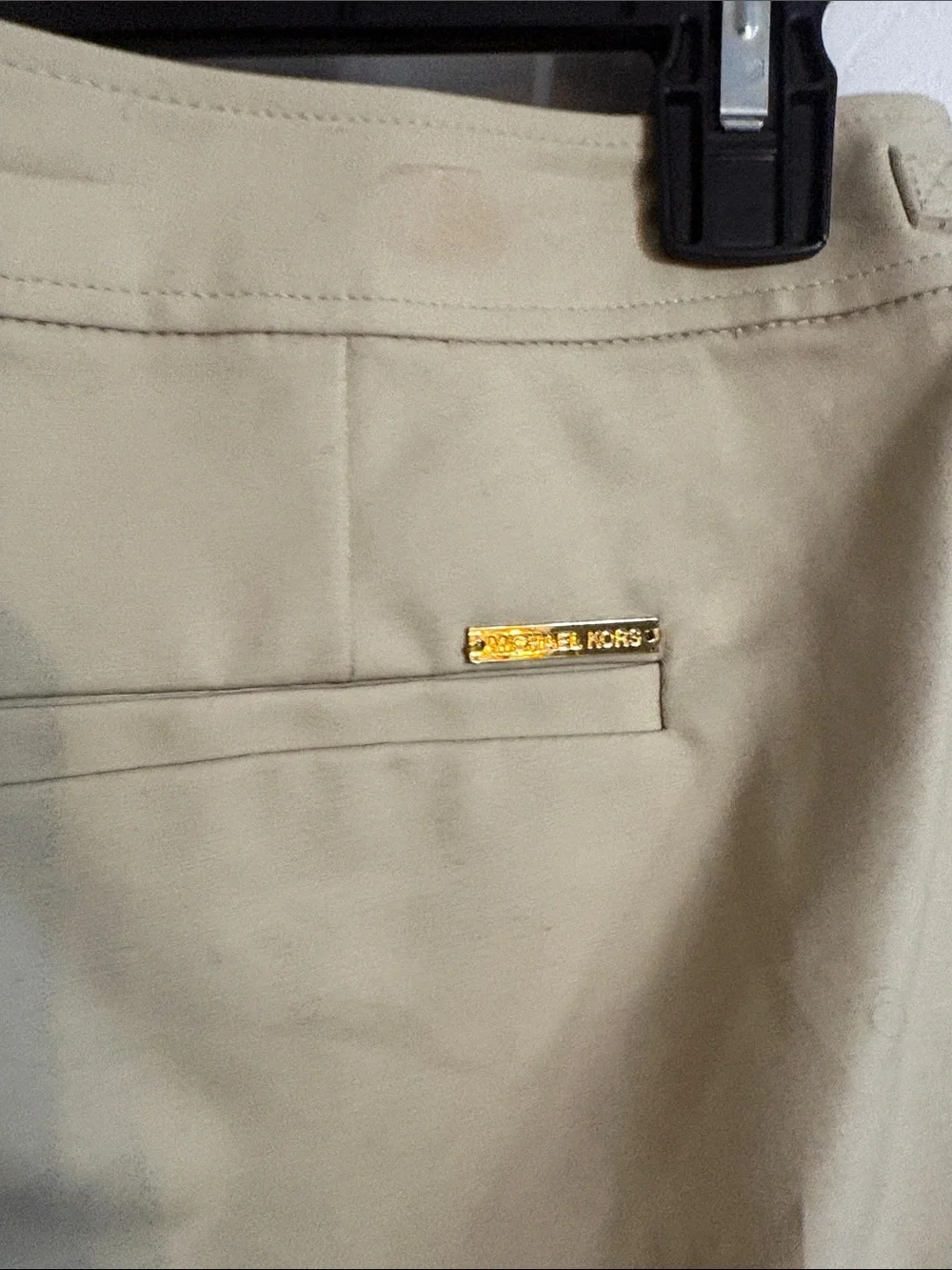 Michael Kors Neutral Beige Pants with Chain Detail